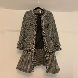 Dear Creatures Tweed Pea Coat Black and White